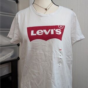 Levi's White and Red Short Sleeve Tee